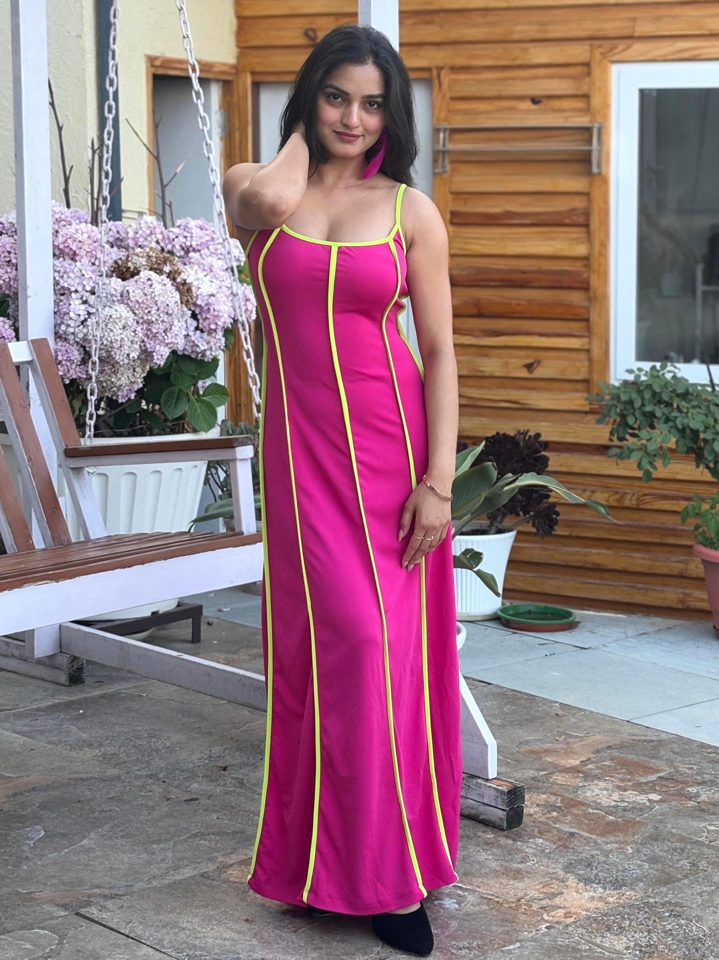 TANDUL Women Stunning Fuchsia Pink Dress