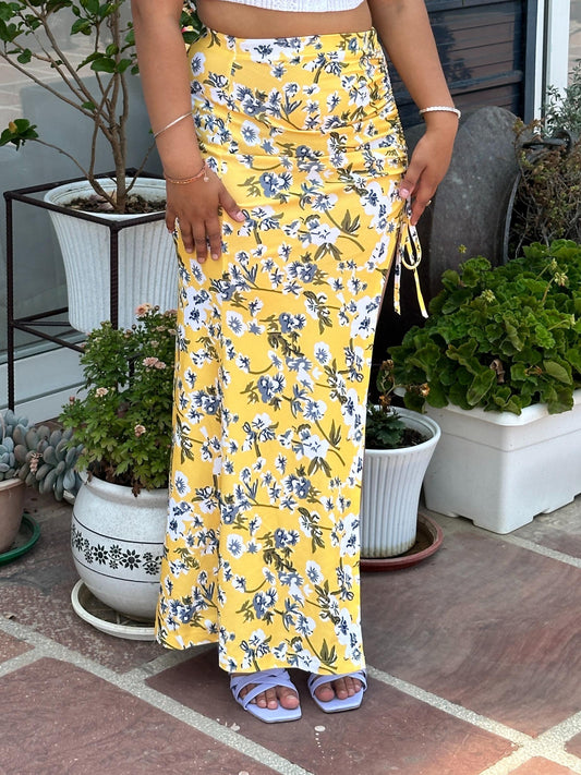 TANDUL Stunning Yellow Floral Skirt