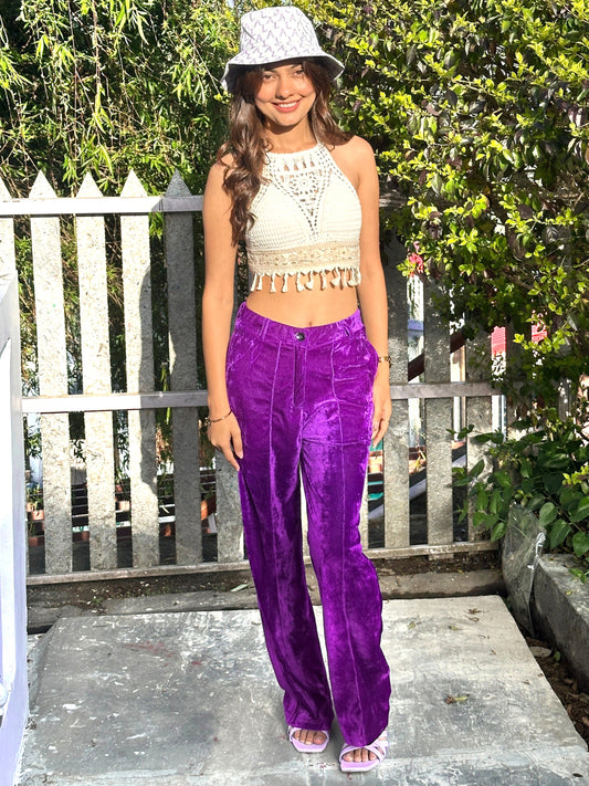 TANDUL Women Regular Fit Purple Velvet Trousers