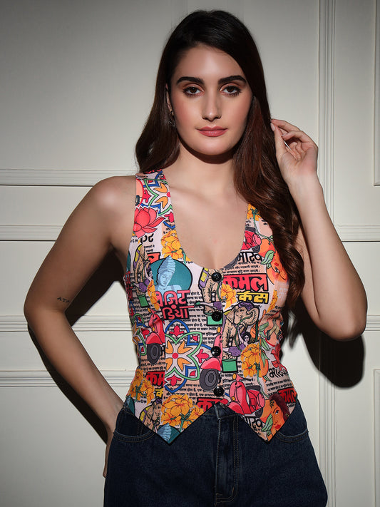 TANDUL Printed Women Waistcoat