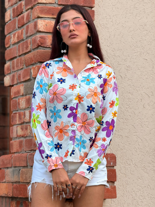 TANDUL Women Vintage-Inspired Multi-Color Floral Shirt