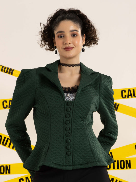 TANDUL Women Elegant Green Blazer