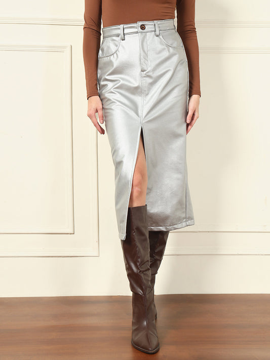 TANDUL Women Solid Tube Silver Skirt