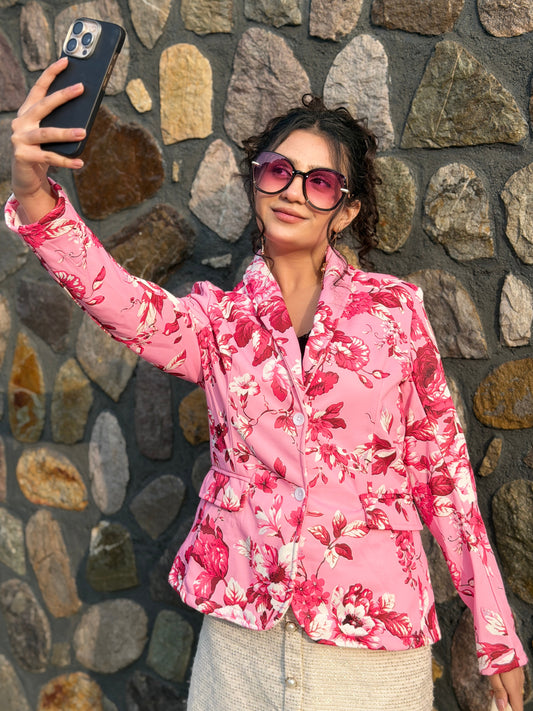 TANDUL Women Pink Floral Printed Blazer
