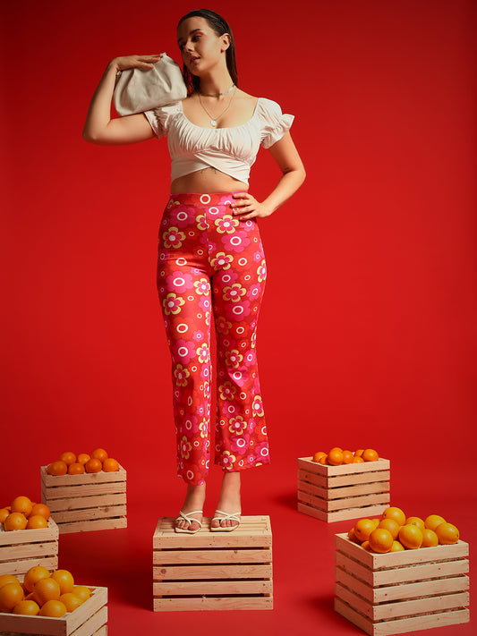 TANDUL Women Regular Fit Red Lycra Blend Trousers