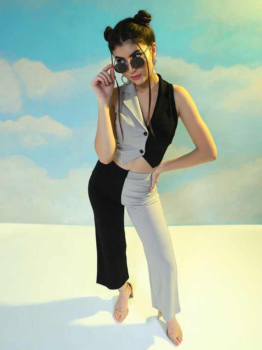 TANDUL Top Pant Co-ords Set with Coat