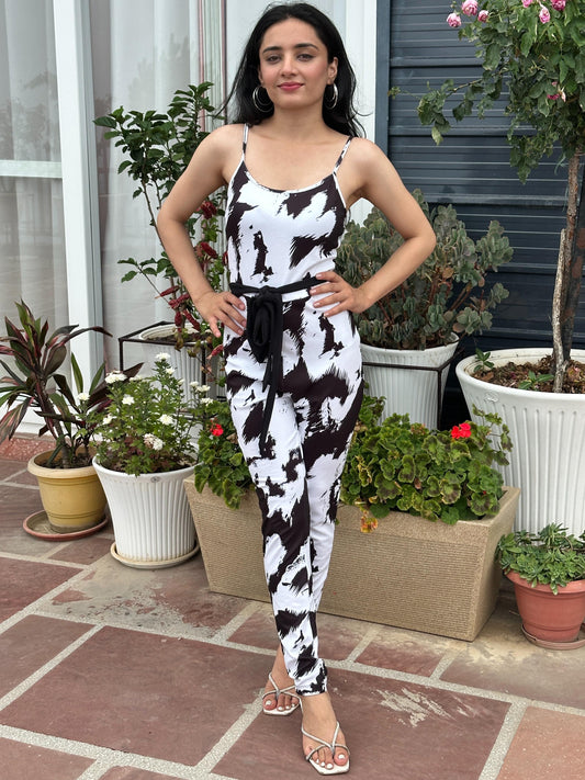 TANDUL Women Black and White Jumpsuit