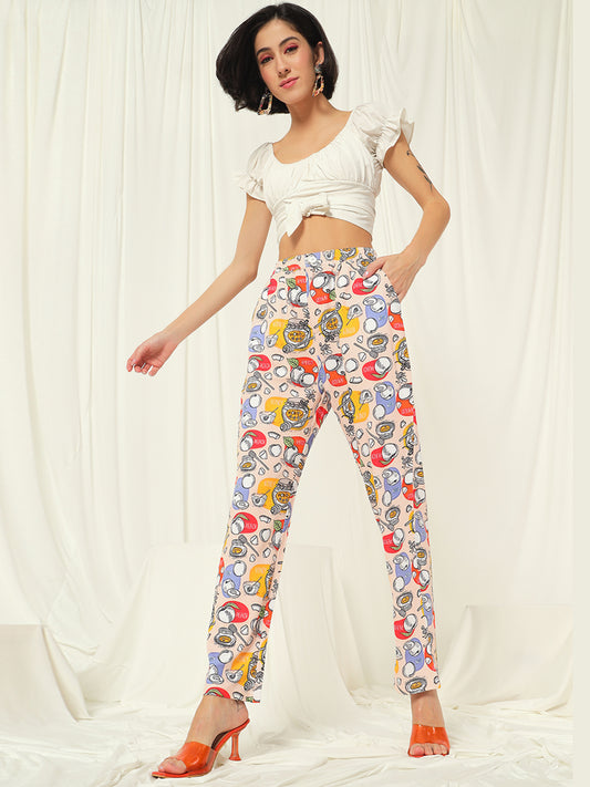 TANDUL Women Regular Fit Beige Lycra Blend Trousers