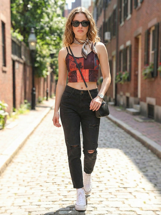 TANDUL Casual Sleeveless Printed Women Multicolor Top