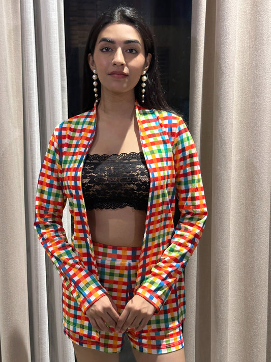 TANDUL Vibrant Multicolor Checkered Co-ord Set