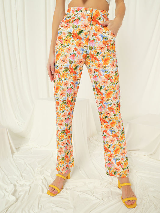 TANDUL Women Regular Fit Multicolor Lycra Blend Trousers