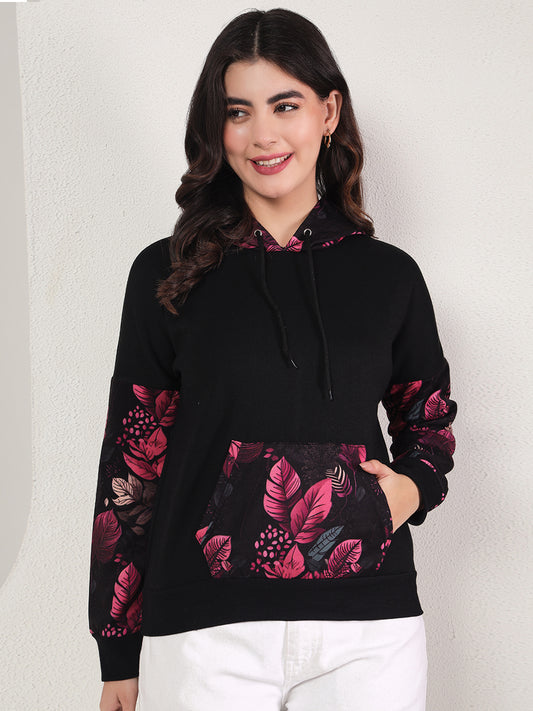 TANDUL Women Full Sleeve Printed Hooded Sweatshirt