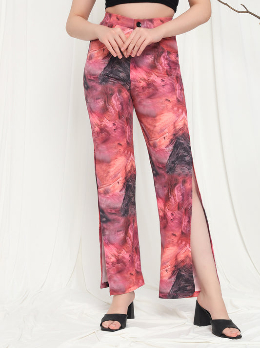 TANDUL Women Regular Fit Pink Lycra Blend Trousers