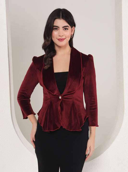 TANDUL Fleece Solid Coat For Women