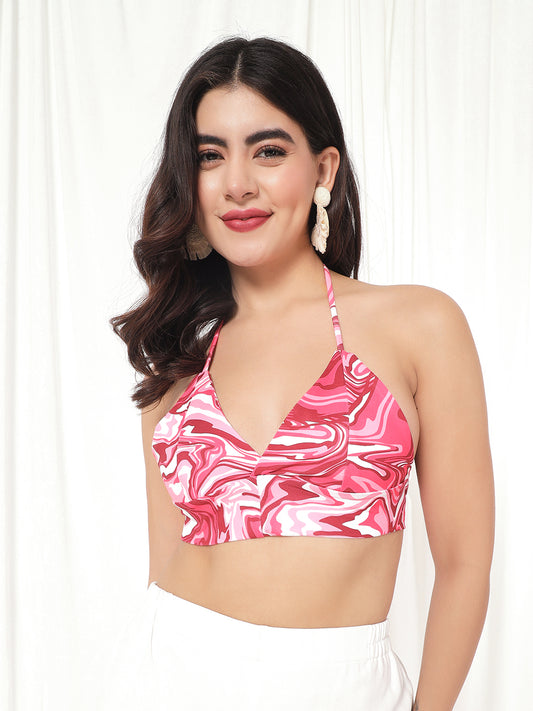 TANDUL Casual Sleeveless Printed Women Pink Top