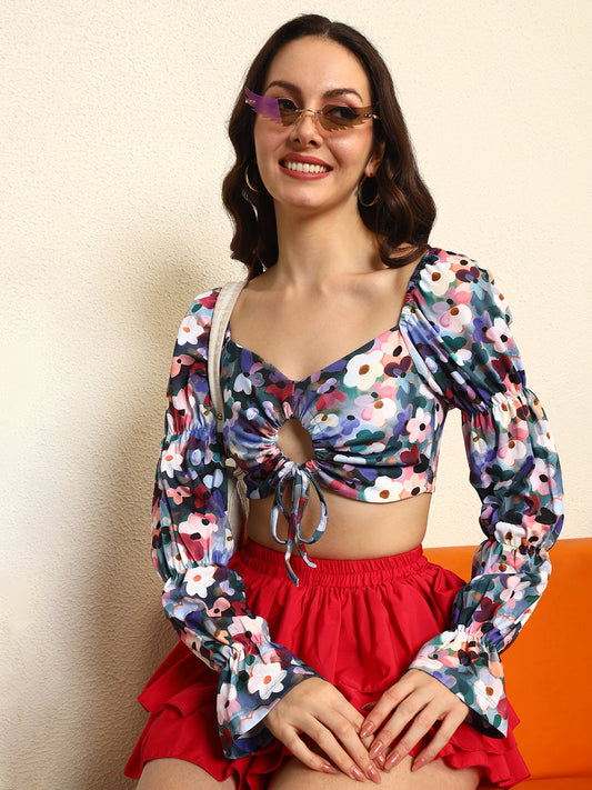TANDUL Women Multicolor Floral Crop Top
