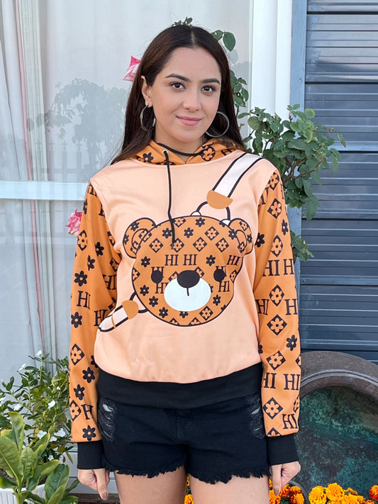 TANDUL Women Stylish Bear Printed Hoodie