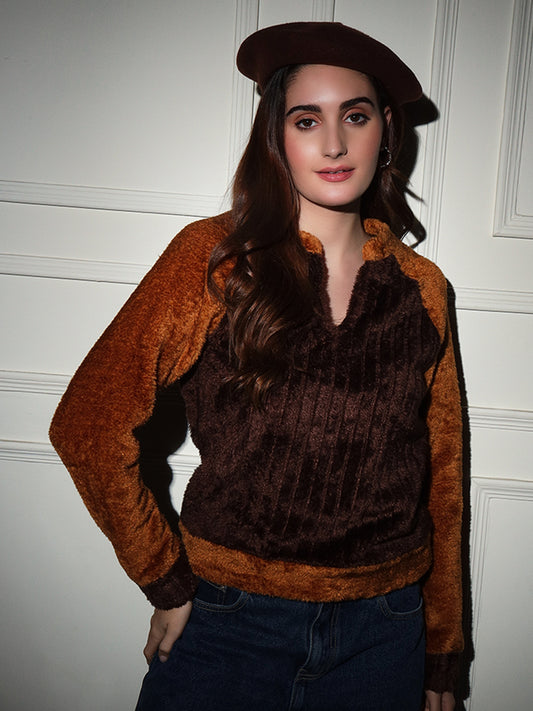 TANDUL Women Full Sleeve Self Design Sweatshirt