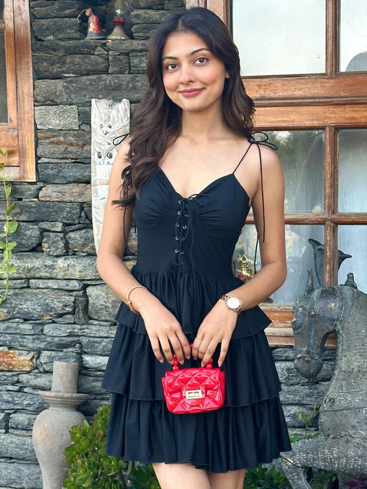 TANDUL Women Black Ruffled Dress