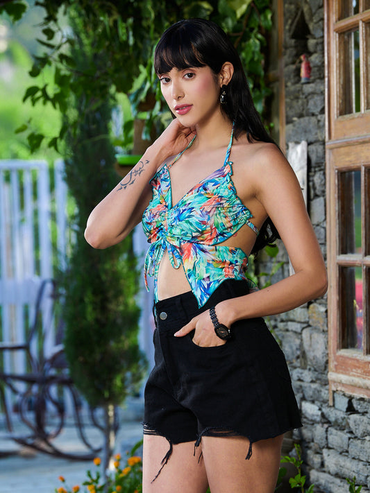 TANDUL Multicolor Butterfly Cut Top