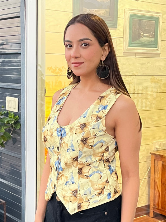 TANDUL Floral Print Women Waistcoat