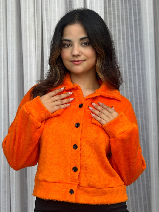 TANDUL Women Orange Fur Jacket