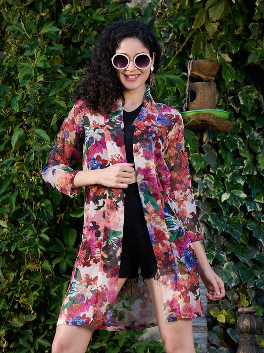 TANDUL Women Multicolor Floral Printed Shrug