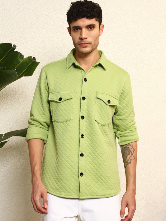 TANDUL Men's Stylish Green Quilt Jacket
