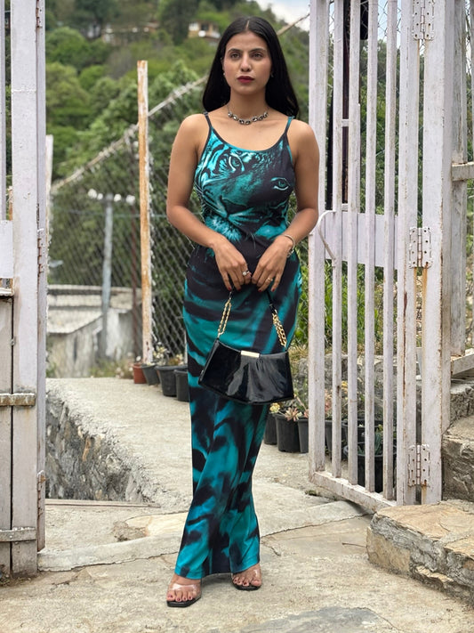 TANDUL Women's Tiger Printed Bodycon Dress