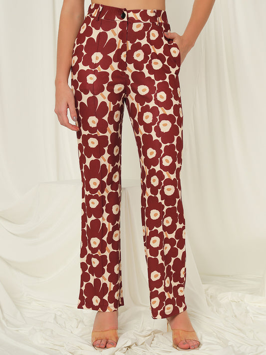 TANDUL Women Regular Fit Maroon Lycra Blend Trousers
