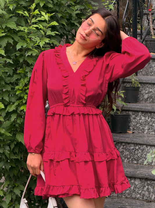 TANDUL Women Fuchsia Pink Flared Dress