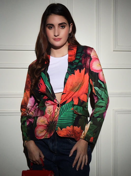 TANDUL Polyester Floral Print Coat For Women