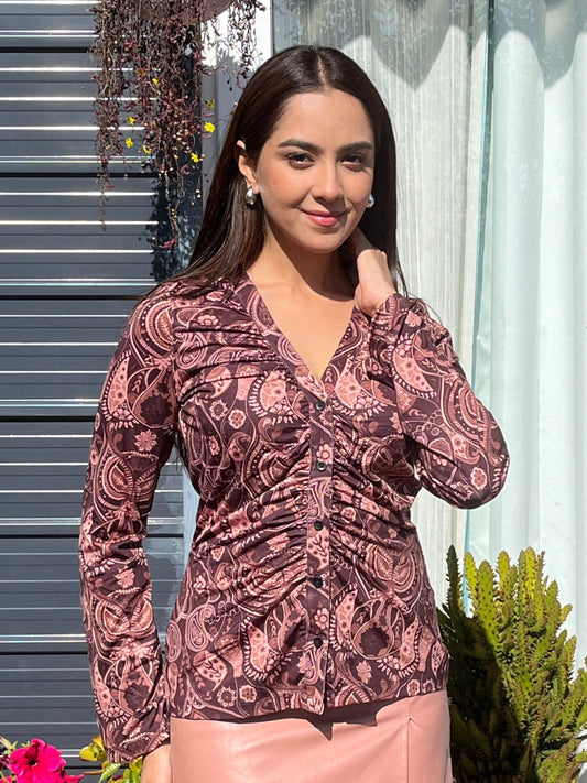 TANDUL Women Comfort Fit Fit Printed Slim Collar Casual Shirt