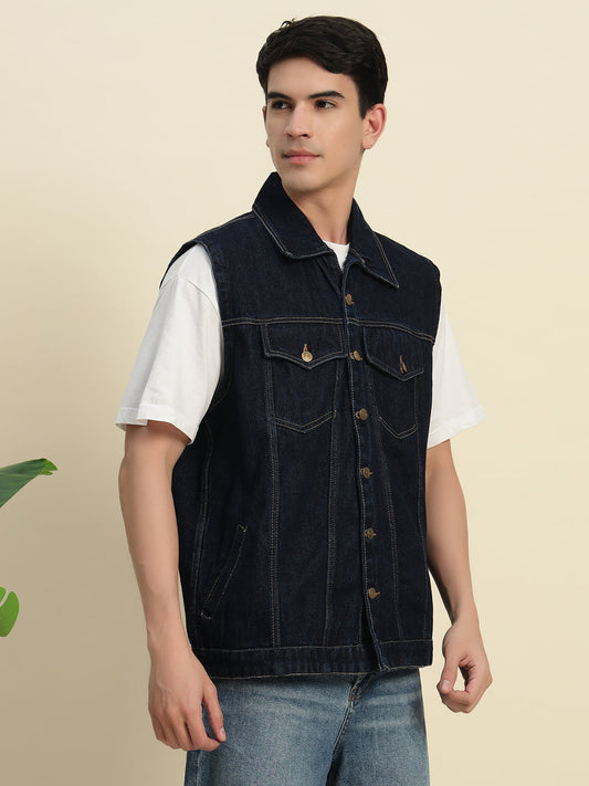 TANDUL Mens's Denim Sleeveless Jacket