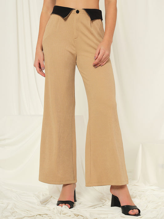 TANDUL Women Regular Fit Beige Lycra Blend Trousers