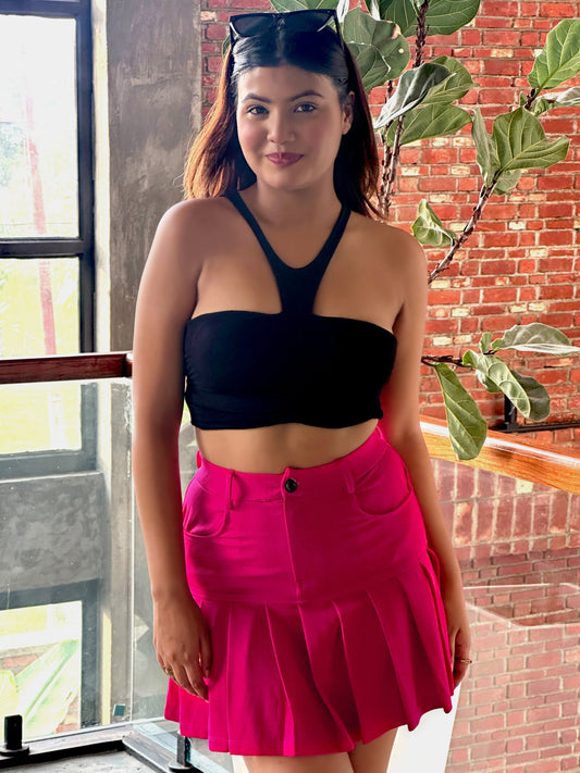 TANDUL Women Stylish Pink Knife Pleated Skirt