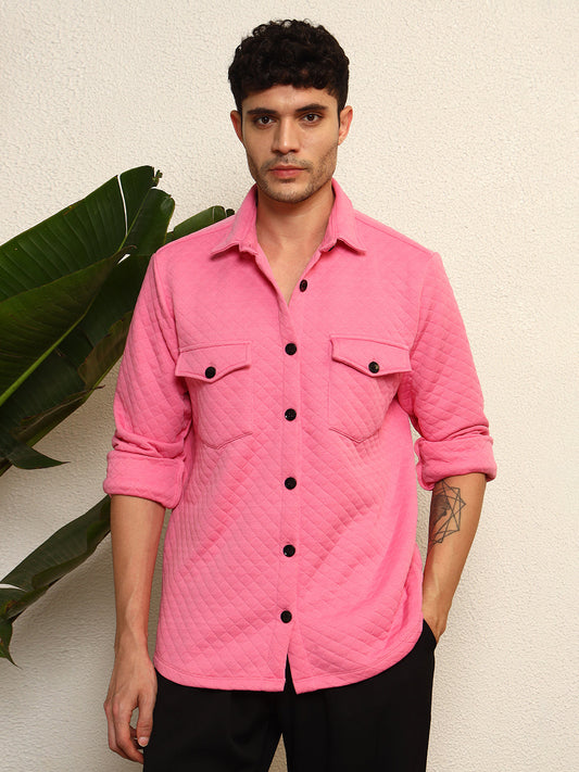 TANDUL Men's Stylish Pink Quilt Jacket