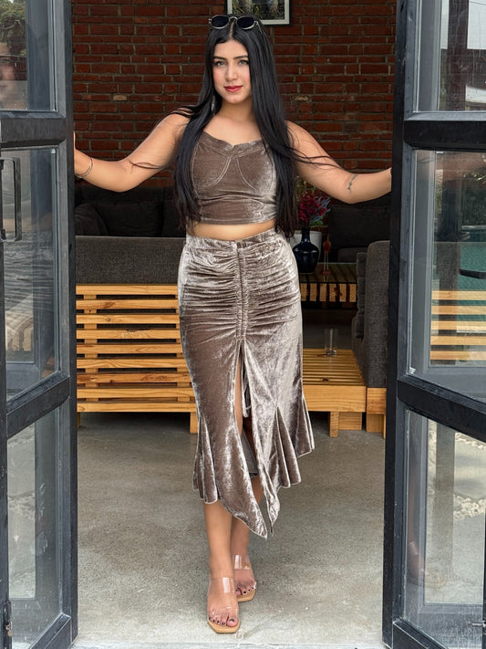 TANDUL Women Exquisite Grey Velvet Co-ord Set