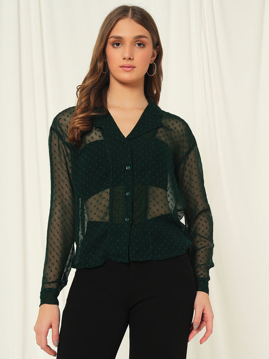 TANDUL Women Regular Fit Solid Lapel Collar Casual Shirt