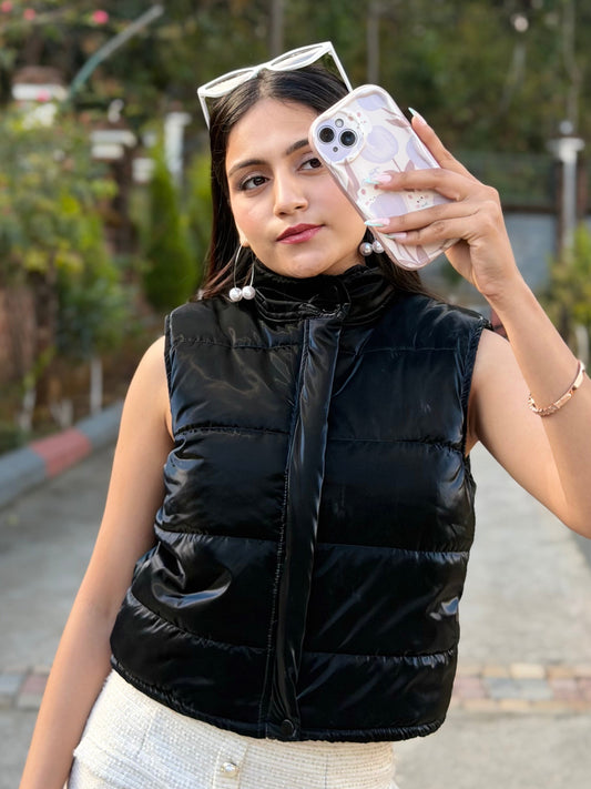 TANDUL Women Sleek Black Shinner Jacket