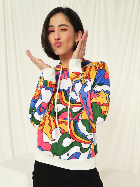TANDUL Women Full Sleeve Printed Hooded Sweatshirt