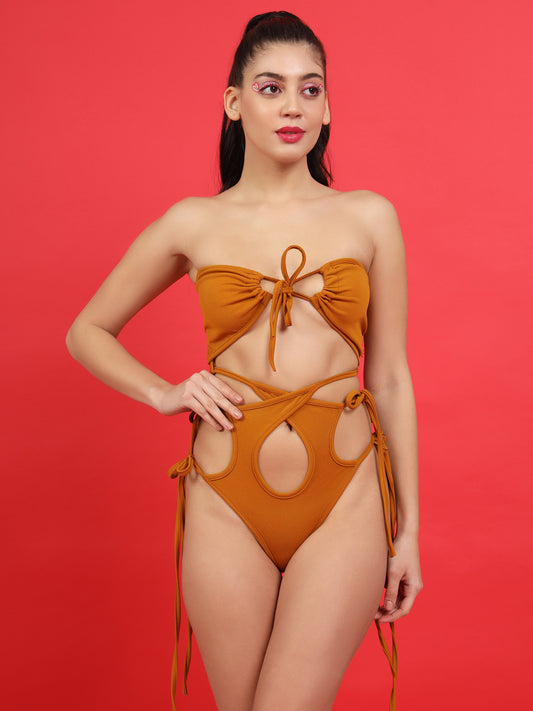 ELTIRE MUSTARD Yellow Two-piece Lingerie Set