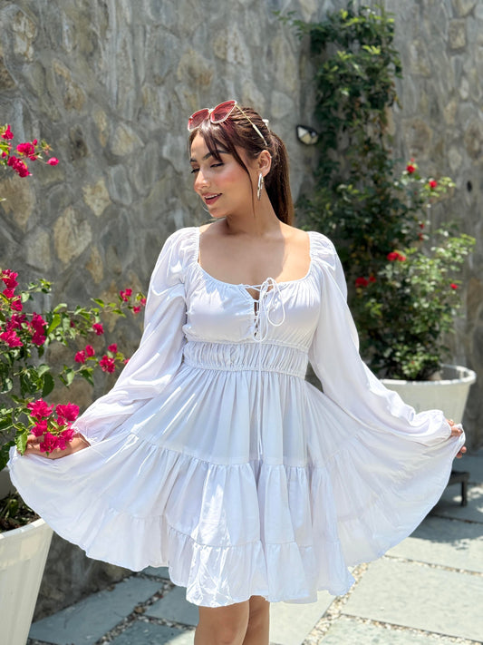 TANDUL Women White Solid Flared Dress