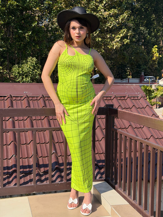 TANDUL Women Stunning Neon Green Dress