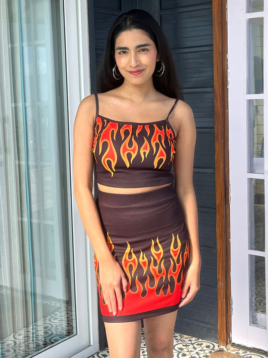 TANDULL Women Bold Flame Printed Co-ord Set