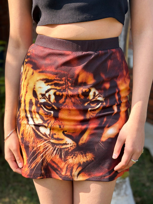 TANDUL Women Stunning Tiger Printed Skirt