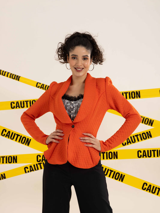 TANDUL Women Elegant Orange Blazer