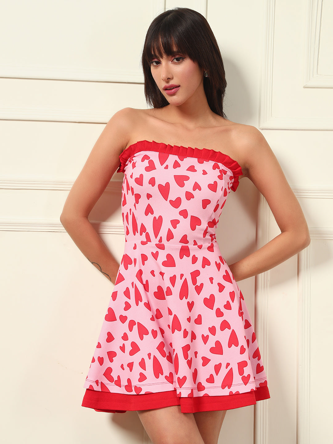 TANDUL Charming Delightful Heart Printed Dress