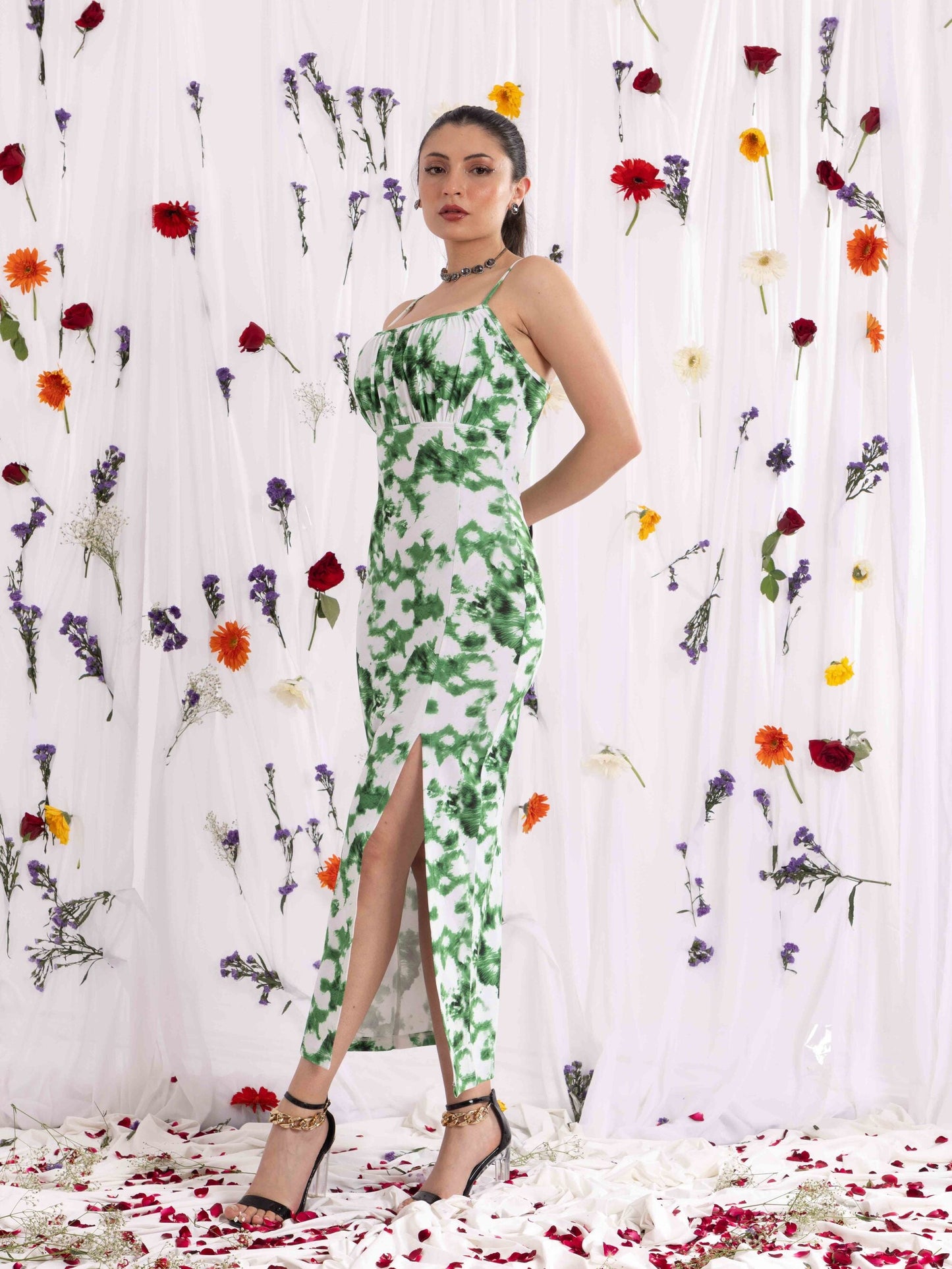 TANDUL Women Green Tie-dye Dress
