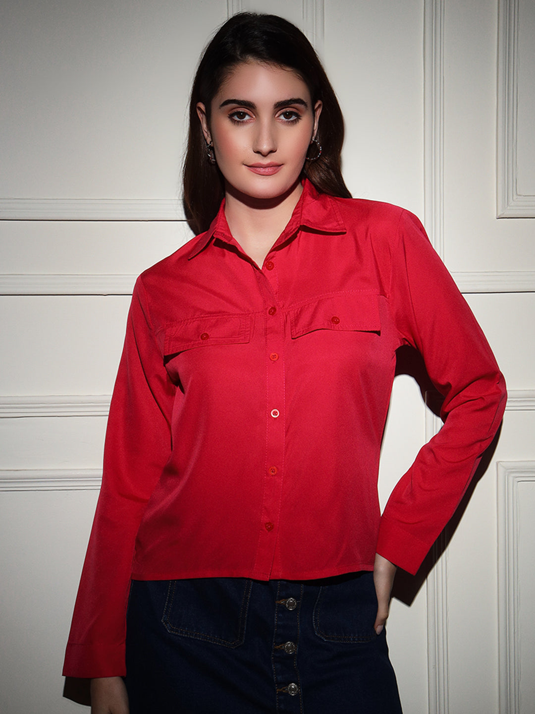 TANDUL Women Regular Fit Solid Spread Collar Casual Shirt